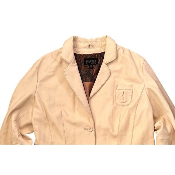 Wilsons Pelle Studio Cream Off White Leather Button Front Jacket Womens Size XL - Picture 7 of 9